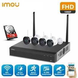 SYSTEEM IMOU WIFI 4CH Draadloze NVR -sets met 4 Bullet Lite Camera Builtin 1TB HDD CCTV Outdoor Network Security System