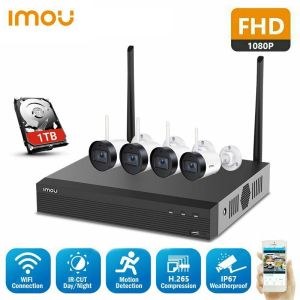 Sistema IMOU Wifi 4ch Conjuntos NVR inalámbricos con 4 Camera Bullet Lite Builtin 1TB HDD CCTV Sistema de seguridad de red al aire libre