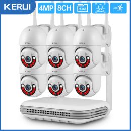 SYSTEEM KERUI 4MP HD H.265 Wireless waterdichte PTZ WiFi IP -beveiligingscamera -systeem 8ch NVR TWEEGEWEGEN AUDIO VIDEO CCTV Surveillance Kit