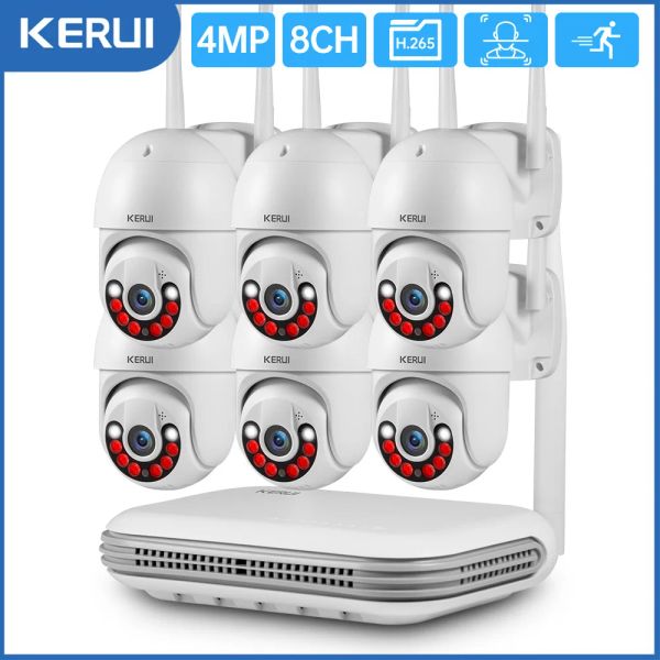Système Kerui 4MP HD H.265 Wireless Imperproof PTZ WiFi IP Security Camera System 8ch NVR Two Way Video Video CCTV Surveillance Kit
