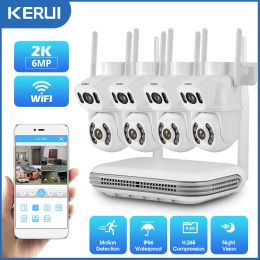 Sistema Kerui 6MP HD Wireless PTZ Wifi IP Securencia Home Security Sistema de cámaras Dual Video NVR Video H.265 CCTV Kit de vigilancia impermeable