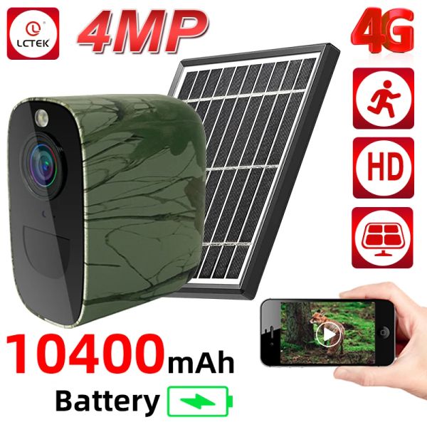 Sistema LCLCTEK 4MP 4G SIM Batería Panel solar Cámara de seguridad alimentada PIR Detección Inalámbrica CCTV Camera de vigilancia