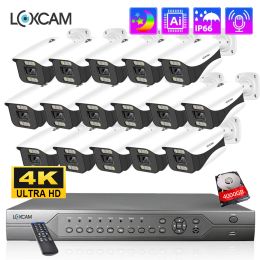 Système LOXCAM 16CH POE NVR Kit 4K CCTV Sécurité Caméra Système 8MP Vision nocturne Sense de surveillance de la caméra audio imperméable