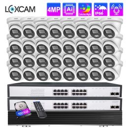 Système LOXCAM 32CH CCTV SYSTÈME 4MP Kit de caméra de sécurité audio IP66 Couleur extérieure intérieure Vision nocturne