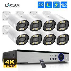 SYSTEEM LOXCAM 8CH 4K CCTV NVR SYSTEEM POE 8MP Indoor Outdoor Color Night Security Camera Kit 4k Two Way Audio Video Surveillance Set