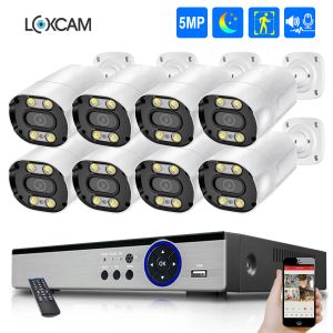 Système LOXCAM 8CH POE NVR CCTV CAME SYSTÈME 5MP Kit d'intérieur de la caméra de sécurité de nuit colorée