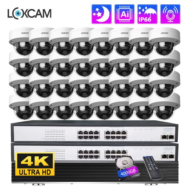 Système LOXCAM H.265 32CH 4K Audio CCTV Record Security Camera System 8MP Vandalprooal Indoor Outdoor IP Camera Video Set