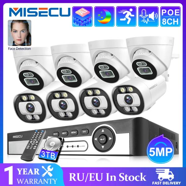 Système Misecu 8ch 5MP POE AI CCTV CAME CAMERIE SYSTÈME SYSTÈME SUPPRIMANCE TWOED