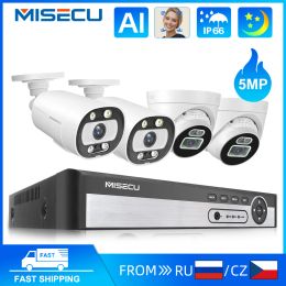 Systeem Misecu 8ch 5MP POE beveiligingscamera -systeem Face Detectie Two Way Audio Full Color Night CCTV Video Surveillance Camera Kits P2P