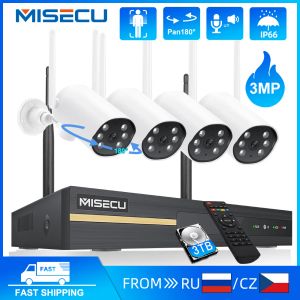 Système MISECU 8CH NVR HD 3MP Wireless CCTV Camera System Twoway Audio Outdoor P2P WiFi IP Security Camera Set Video Subseillance Kit