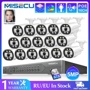 Systeem Misecu AI Smart 5MP System 16ch Poe CCTV Security NVR Kit Human/Face Detecteer Two Ways Audio Outdoor IP Camera Surveillance System