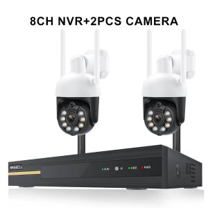 Systeem Misecu H.265 3MP draadloos CCTV -systeem Two Way Audio Waterdicht PTZ WiFi IP Beveiligingscamera 8ch P2P NVR Video Surveillance Kit
