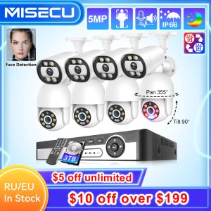 Systeem Misecu H.265 8ch 5mp Ptz Poe Security Camera System Outdoor Color Night Vision CCTV Record Surveillance Protection Kit NVR P2P