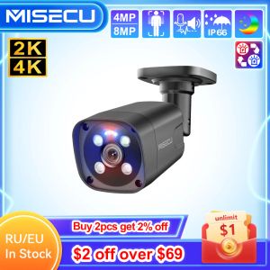 Système MISECU UHD 4K POE Sécurité IP Camera Outdoor Human Detect 8MP Two Way Audio Surveillance Protection Camera Couleur Night Vision