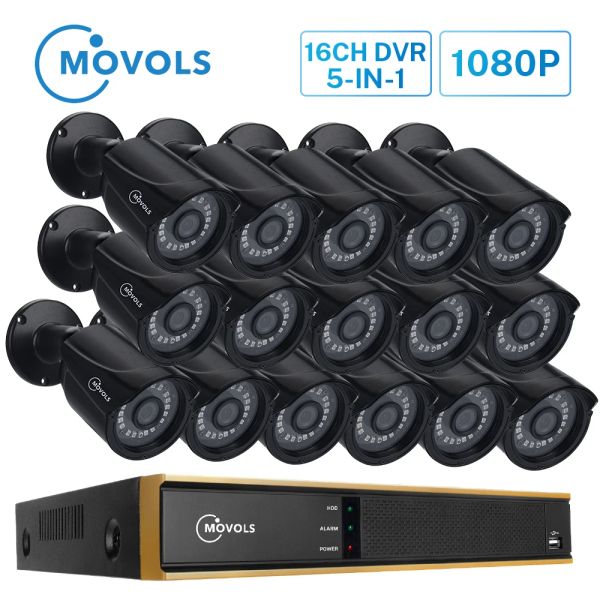 Système Movols 16ch CCTV Camera System 16pcs 2MP IR Security Camera System H.265 P2P Kit DVR