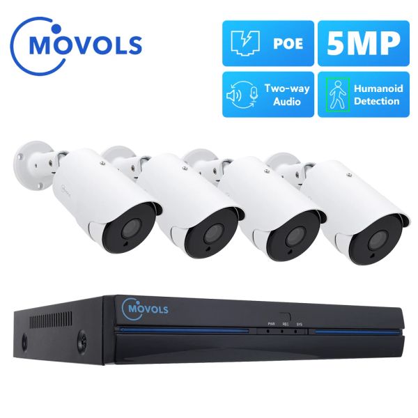 Système Movols 5MP Poe Security Camera System 8ch H.265 AI Kit NVR audio bidirection