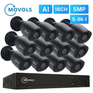 Système Movols 5MP Sécurité Caméra Système 16CH H.265 XVR OUTDOOR INDOOR 12PCS HD 5MP IR IRAPHERPHER CCTV CAME CAME VIDEO Kits