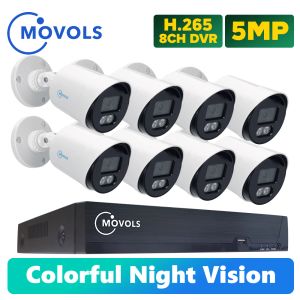 Système Movols Security 5MP Video System 8x coloré Nightvision HD HD APPAEP CCTV CAME 8CH H.265 DVR Recorder Surveillance Kit