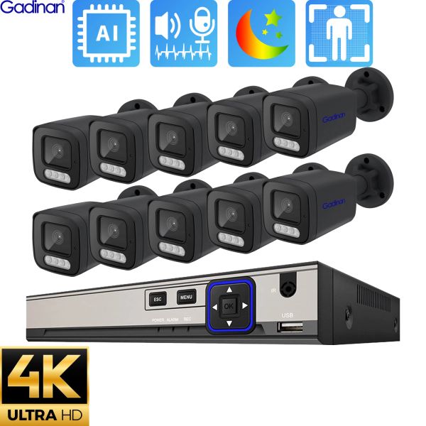 Sistema Nuevo Sistema de cámara de seguridad 4K 8MP Altavoz de audio de 8MP CCTV POE NVR AI Color Night Home Video Vigilance Cámara al aire libre