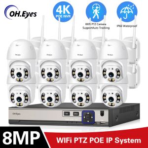 Système OH.EYES 8CH 8.0MP HD Audio Poe NVR Kit P2P 4K Indoor Couleur extérieure Vision nocturne Réseau Sécurité de sécurité IP Camera WiFi CCTV Système