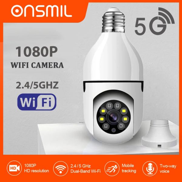 Système Onsmil IP Camera 1080p E27 Bulbe Full Color WiFi Indoor Smart Home Camera Camera Security Baby Monitor Video Pet Cam Pet Cam