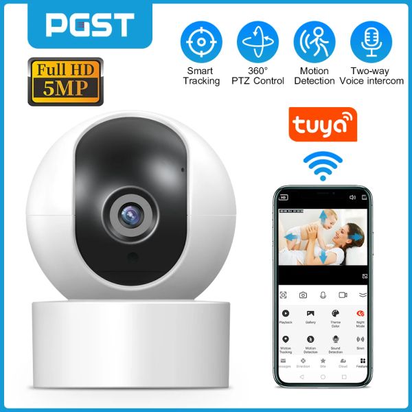 Système PGST IP Camera 1080p Indoor Human Detection Vision Night Vision WiFi Camera Baby Monitor Pet Camera pour Tuya Security System PG107