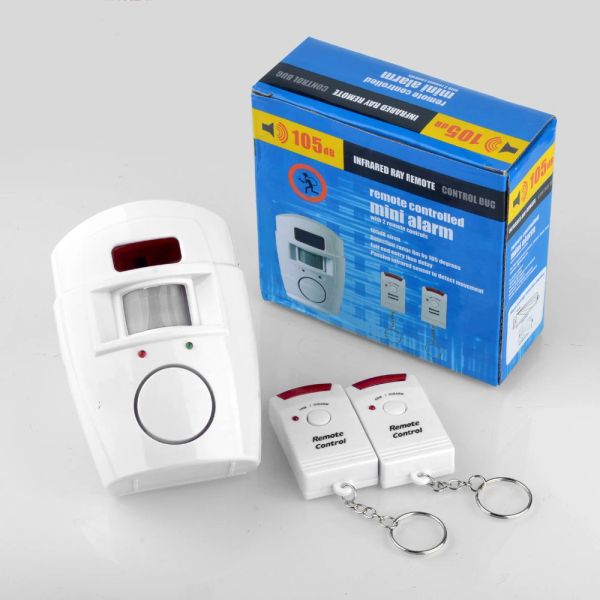 Système d'alarme Pir System avec capteur infrarouge, 2 télécommandes de sécurité à domicile sans fil, alarme de cambrioleur avec détecteur de mouvement, sirène 105 dB