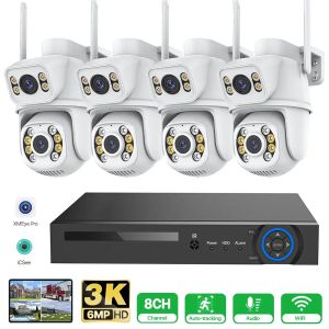 Système Poe NVR PTZ Infrarouge Trackable Visible Cam HD IP Double Lens Imperproof Cam H.265 CCTV Home Security Surveillance Video Kits