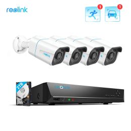 System Reolink Smart 4K Security Camera System 8MP POE 24/7 Recording 2TB HDD te zien met menselijke/autodetectie RLK8810B4A