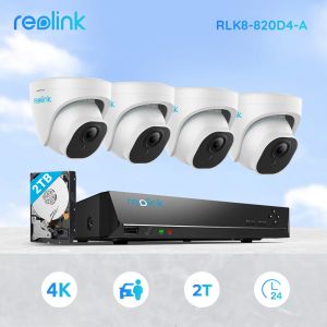 Système Reolink Smart Poe NVR Kit 4k Ultra HD 24/7 Enregistrement 2 To HDD en vedette avec Système de sécurité à domicile de détection humaine / voiture RLK8820D4A