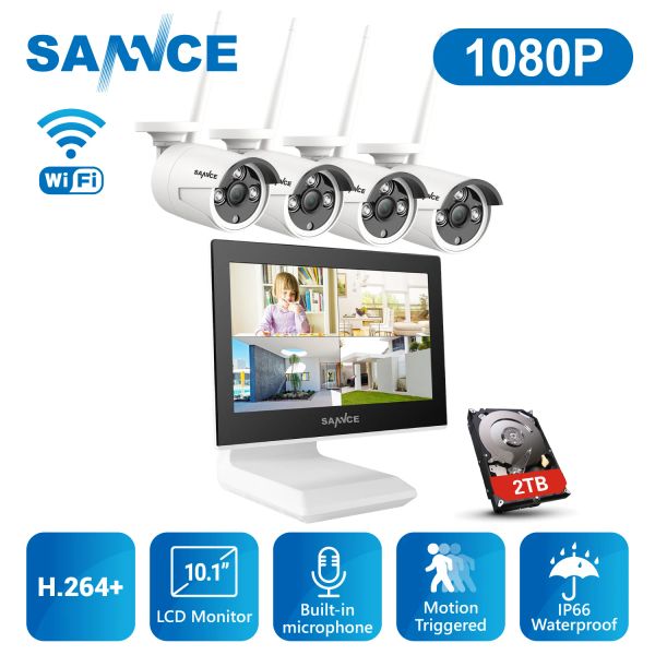 Sistema Sannce 1080p HD Sistema de cámara de seguridad inalámbrica de seguridad 10.1 