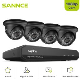 SYSTEEM SANNCE 4CH 1080P Lite Video Security System 5in1 1080N DVR met 2x 4x 1080p Outdoor Waterdichte Home Video Surveillance Camera's