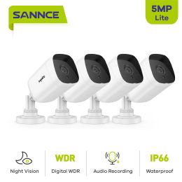 Système Sance 4PCS CCTV Sécurité Caméra 5MP Super HD VIDEOT DE SUPCÉRENCE IR Vision nocturne AI Détection humaine IP66 Kit de caméra imperméable