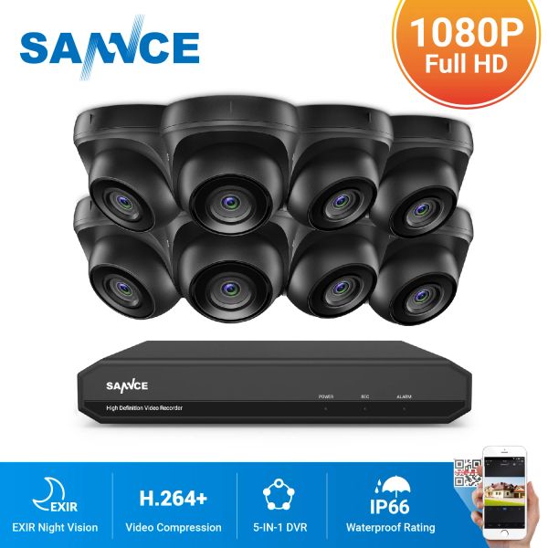 Système Sance 8CH 1080N DVR 1080P CAME DE SÉCURITÉ SYSTÈME CCTV SYSTÈME 8PCS 1080P CCTV CAMERA P2P Kit de surveillance vidéo étanche extérieure