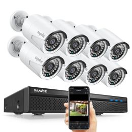 SYSTEEM SANNCE N48PBE 5MP SYSTEEM 8CH POE NVR SYSTEEM CCTV BEVEBKING 4/6/8 PCS BULLET Outdoor 1080p IP -camera's Surveillance Kit Buildin 2TB