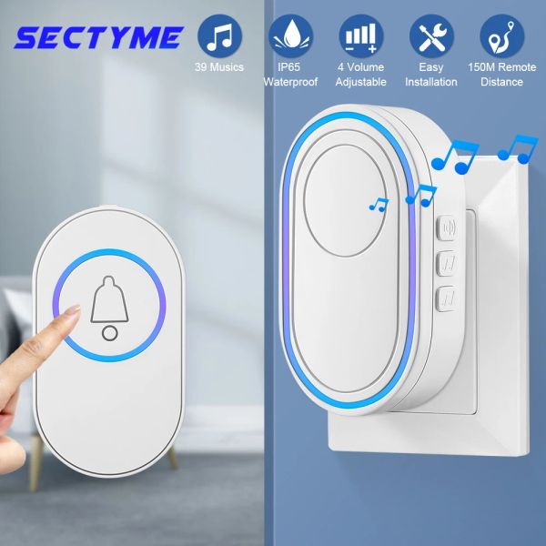 System Sectyme Outdoor Wireless Touletbell IP65 Impermeable de la puerta del hogar Smart Home Kit LED Alarma de seguridad Flash Bienvenidas Melodías de la casa