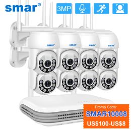 Système SMAR H.265 3MP HD Wireless CCTV Système bidirectionnel AUDIO IMPHERPORTH PTZ WIFI IP Sécurité Caméra 8CH NVR VIDEO SURVEILLANCE ICSEE