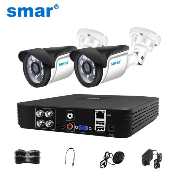 Sistema SEGURIDAD Cámara de seguridad Sistema Kit de vigilancia de video 4Ch 1080n 5 en 1 AHD DVR 2pcs Outdoor 720p/1080p Visión nocturna de cámara de bala