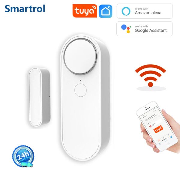 Système SMARTROL WiFi Tuya Window Door Capteur 110dB Alarm Alarm Smart Life Home Security Protection Contrôle des applications avec Google Alexa