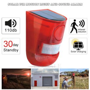 Systeem Solar Powered Infrared Motion Sensor Detector Sirene Strobe Alarm System Waterdicht 110DB Loud voor Home Outs Outdoor Security