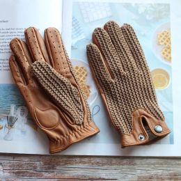 System Summer Motorcycle Riding Leather Driving Gloves Heren Touch Screen Goatshin Ongined Thin Section 2022 Nieuwe Driver Gloves
