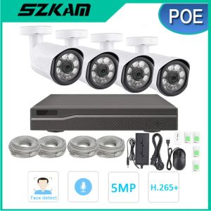 Système SZKAM 5MP 8MP KIT NVR POE AI IR NIGHT VISION Audio Enregistrement CCTV Sécurité Caméra Système de caméra IP extérieure H.265 P2P 4CH 6CHANNEL