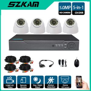 Système SZKAM 5MP Ultra HD 4CH AHD DVR DOME CCTV CAME SYSTÈME DE SÉCURITÉ EXTÉRIEUR IR Vision nocturne Remote Imperpation vidéo