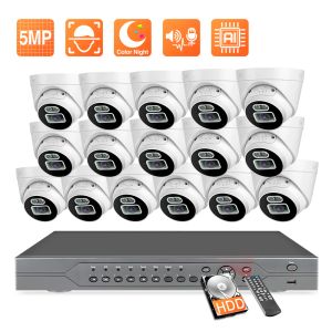 Sistema Techage 16CH 5MP Cámara de cúpula Sistema Poe NVR Kit H.265 Video de vigilancia Conjunto de Vandal Vandal -Profect CCTV Visión nocturna a todo color