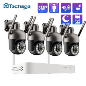 Système Techage 3MP Tuya NVR PTZ Wireless CCTV Système AUDIO WIFI IP Sécurité Caméra 8CH P2P VIDÉO DE SOURVEILLANCE DÉTECT