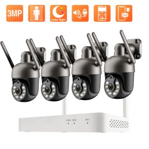 Sistema Techage Tuya 3MP PTZ Wireless CCTV System bidireccional Audio Wifi IP Security Camera 8 CH NVR Video Vigilancia Kit Human Auto Track