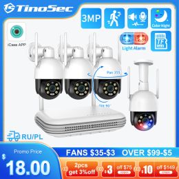 SYSTEEM TINOSEC PTZ 8CH 3MP WIFI Wireless Cameras Kit NVR CCTV Security Camera Twoway Audio Auto Tracking Surveillance System CAM