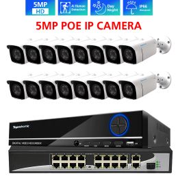 Système TOPROHOMIE H.265 + 4K 16CH 5MP AI POE NVR Kit 48V 5MP Sécurité en intérieur Enregistrement de la caméra IP IP Set 4tb 4tb
