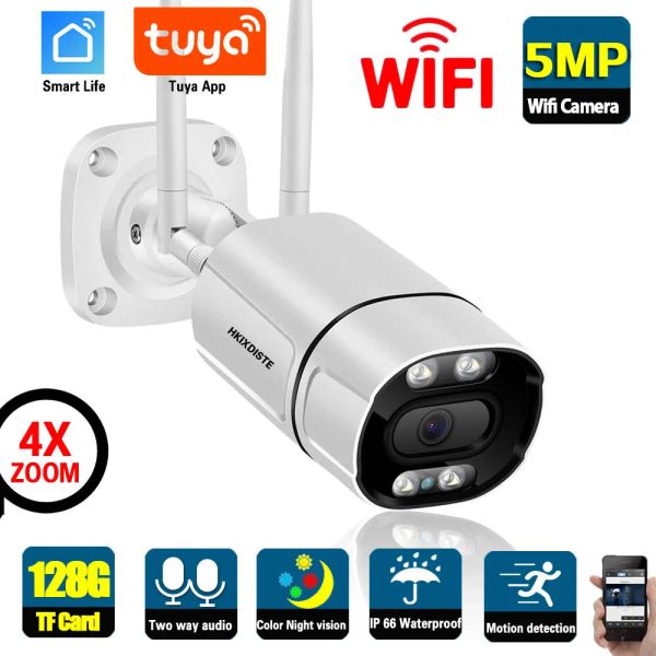 Système Tuya Smart Life 5MP WiFi IP Security Camera Outdoor Vision Night Vision Wireless Cam 1080p HD CCTV SURVEILLANCE CAME