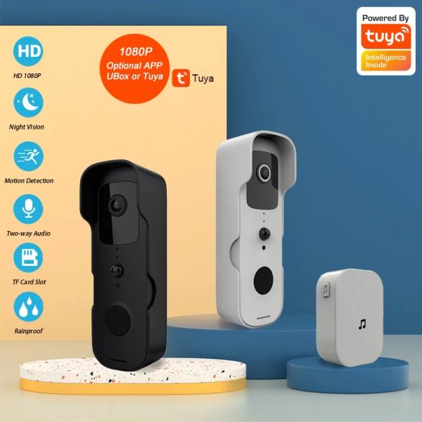 Système Tuya Smart Wireless Video Doorbell Digital Visual Intercom WiFi Door Bell Imperping Imperproof Electronic Dorman Home Security Camera